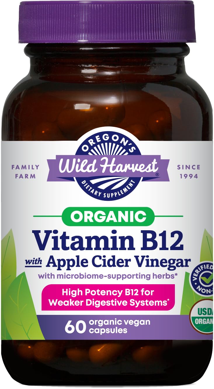Oregon's Wild Harvest Vitamin B12 with Apple Cider Vinegar Capsules, 60 Count