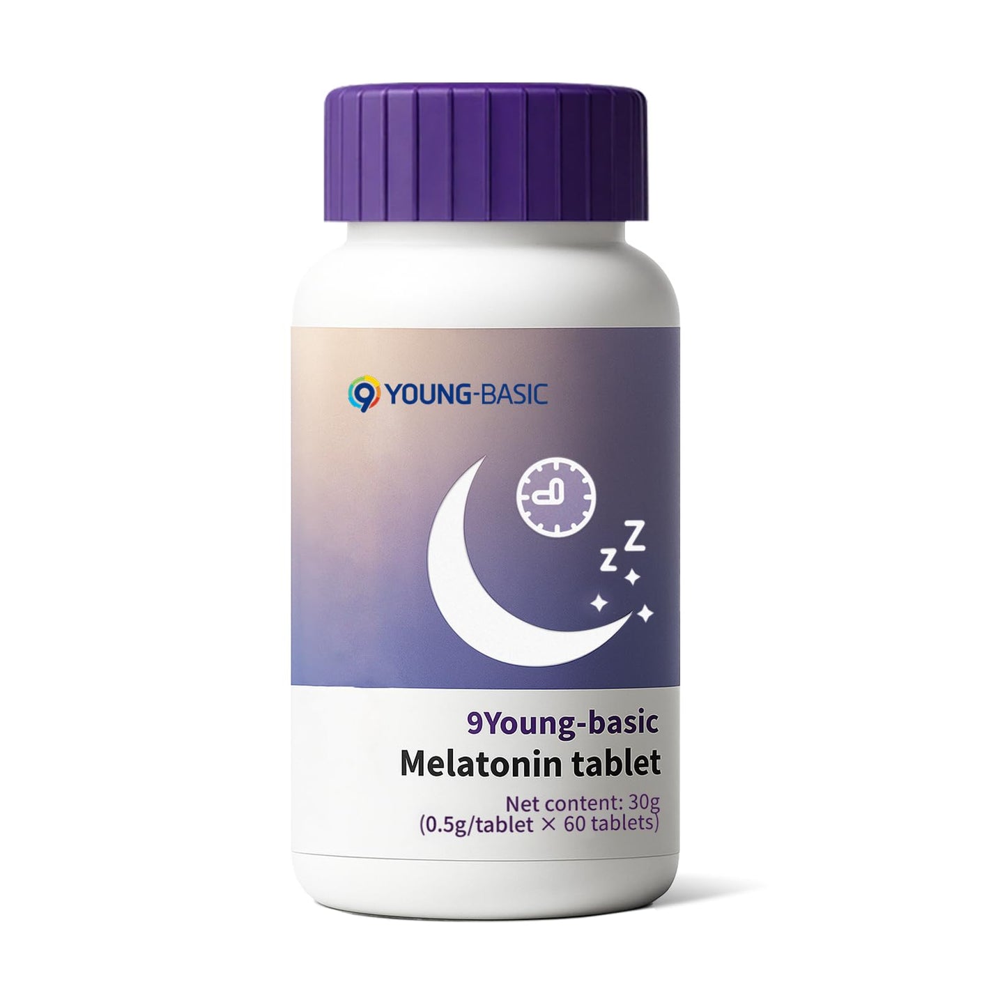 9 YOUNG-BASIC Melatonin 200mcg Dual Spectrum with Vitamin B6, Quick & Extended Release, 60 Tablets