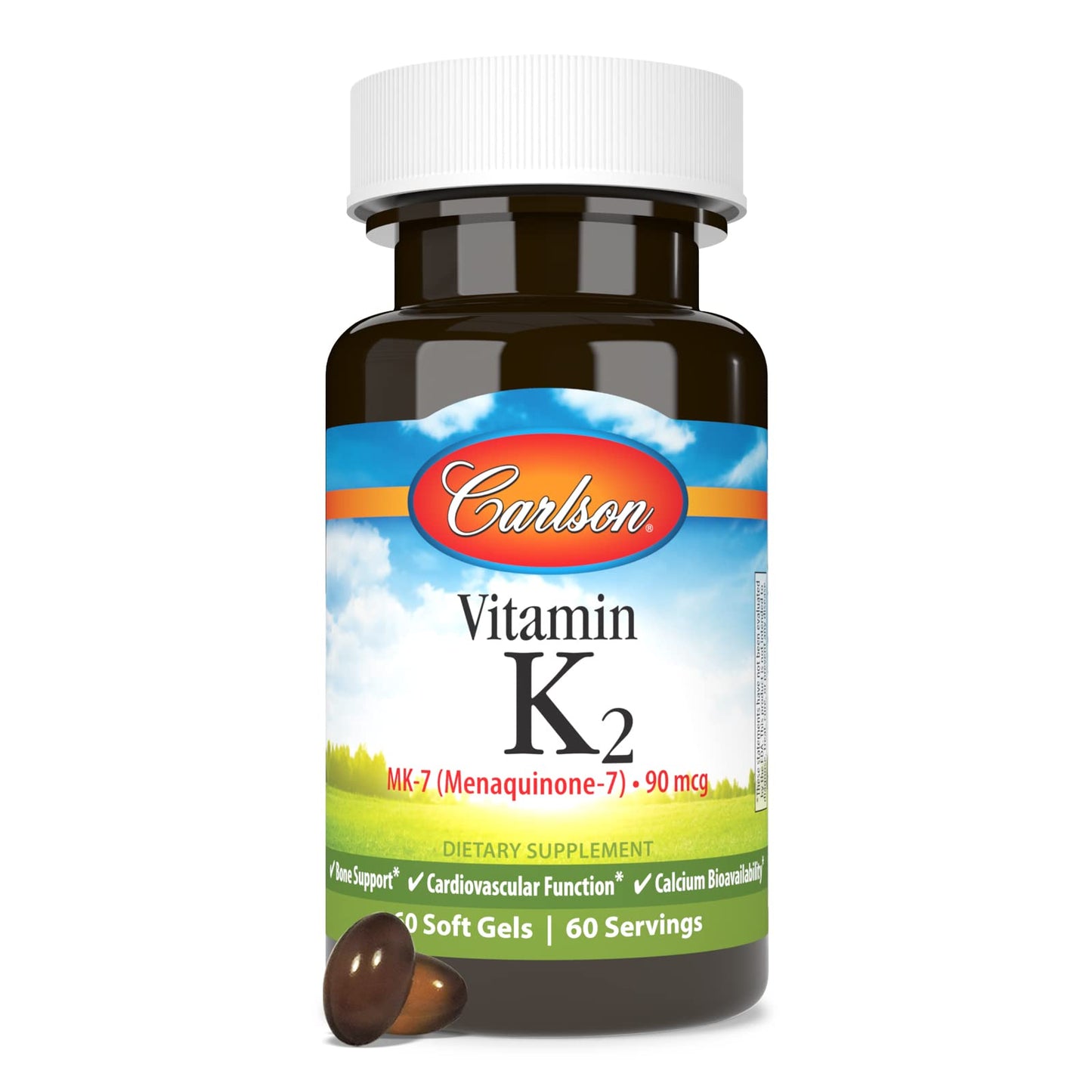 Carlson Vitamin K2 MK-7 (Menaquinone) 90 mcg Softgel, 60 count