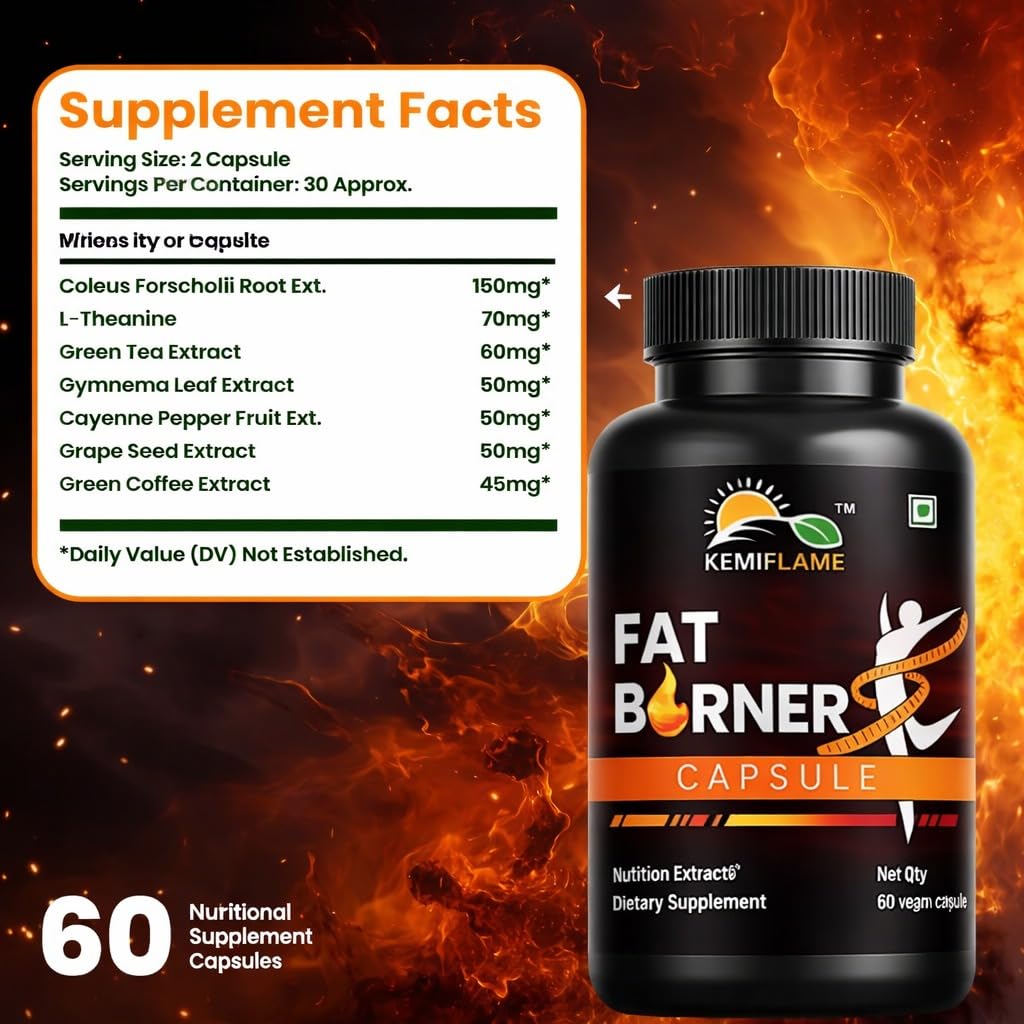 KEMIFLAME Fat Burner & Energy 60 Capsules Pack of 2