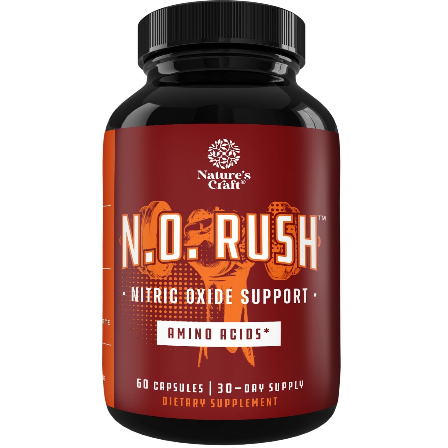Natures Craft Energizing Nitric Oxide Capsule for Men with L-Arginine L-Citrulline for Intense Muscle Growth, Energy and Smooth Recovery, 60 Capsules