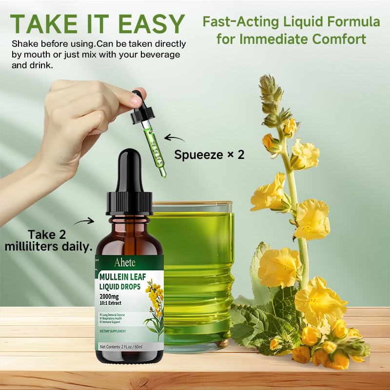 Ahete Natural Mullein Drops - Herbal Throat Relief & Respiratory Support Gummy 60