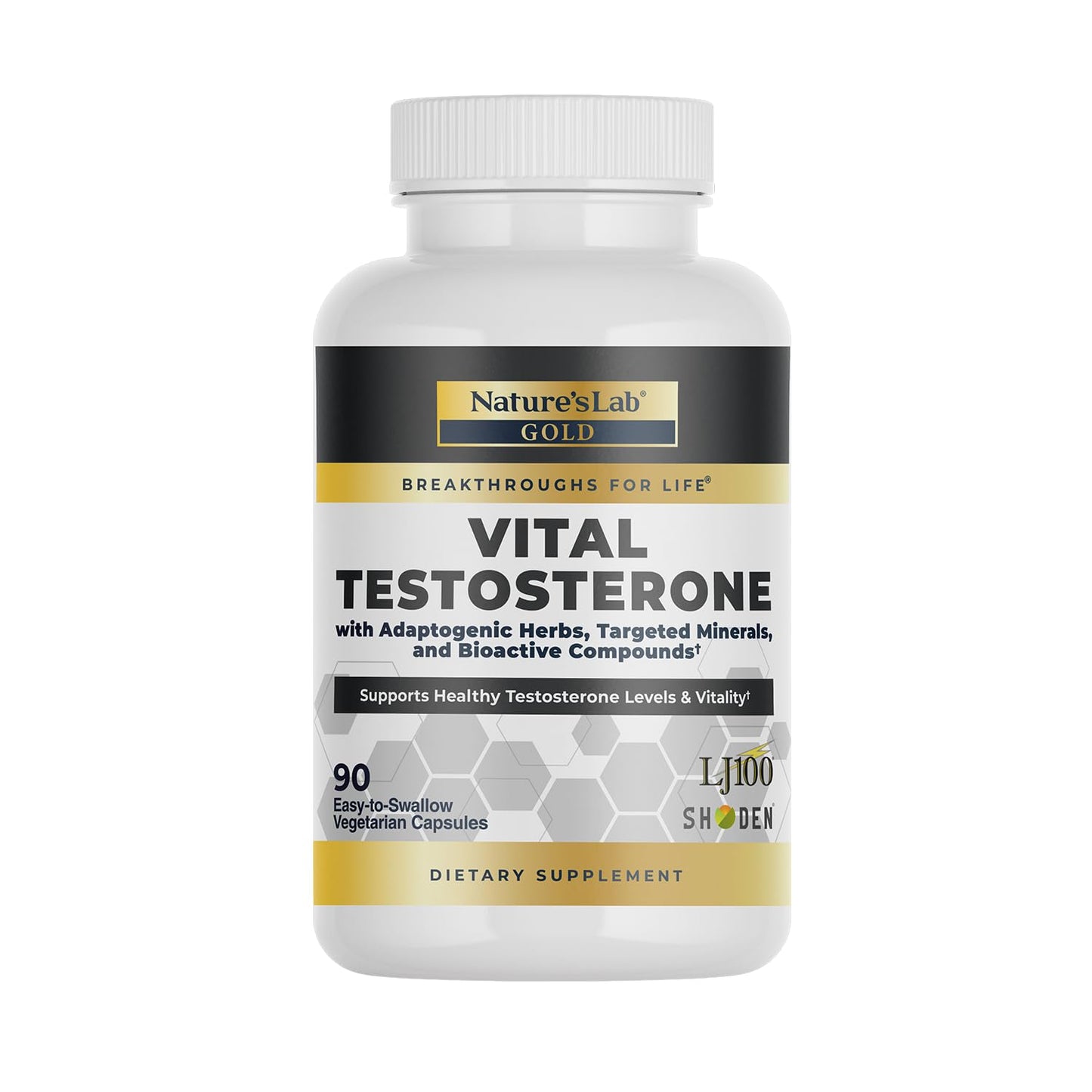 Nature's Lab Gold Vital Testosterone with Adaptogenic Herbs, Targeted Minerals and Bioactive Compounds, 90 Capsules
