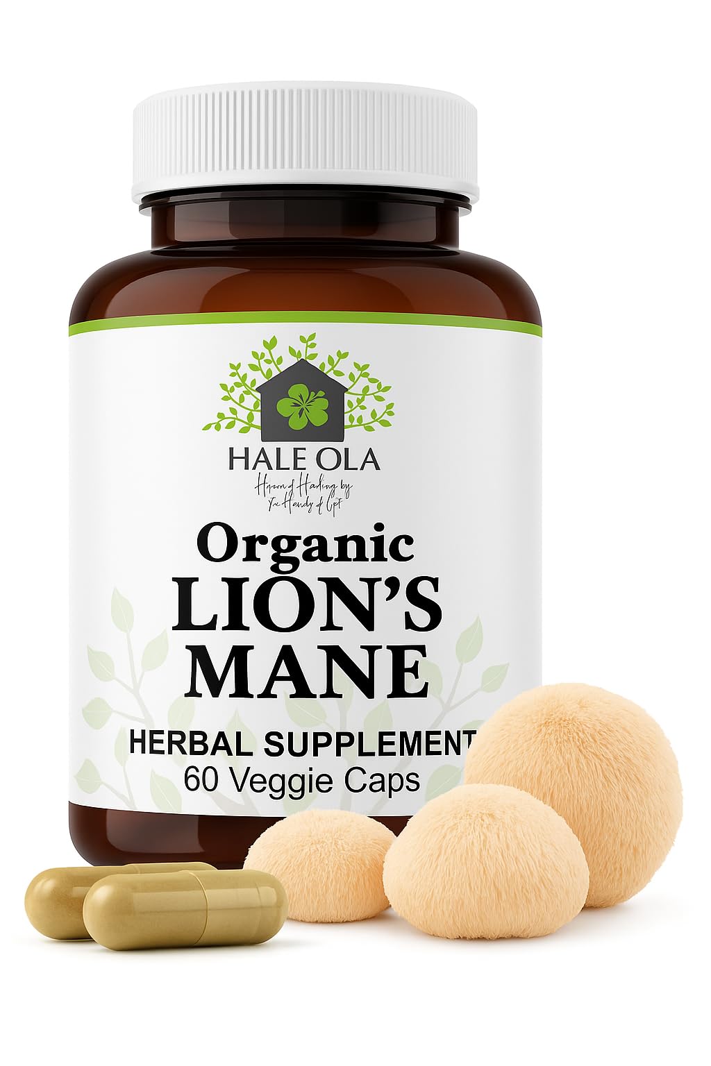 Hale Ola Lions Mane Mushroom Supplement Capsules 60 Count