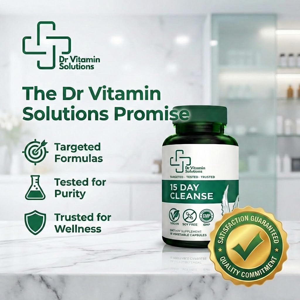 DR VITAMIN SOLUTIONS 15 Day Cleanse Natural Colon Detox & Digestive Support with Senna, Aloe Vera, Cascara Sagrada & Probiotics – Gentle, Vegan Capsule 15 Count