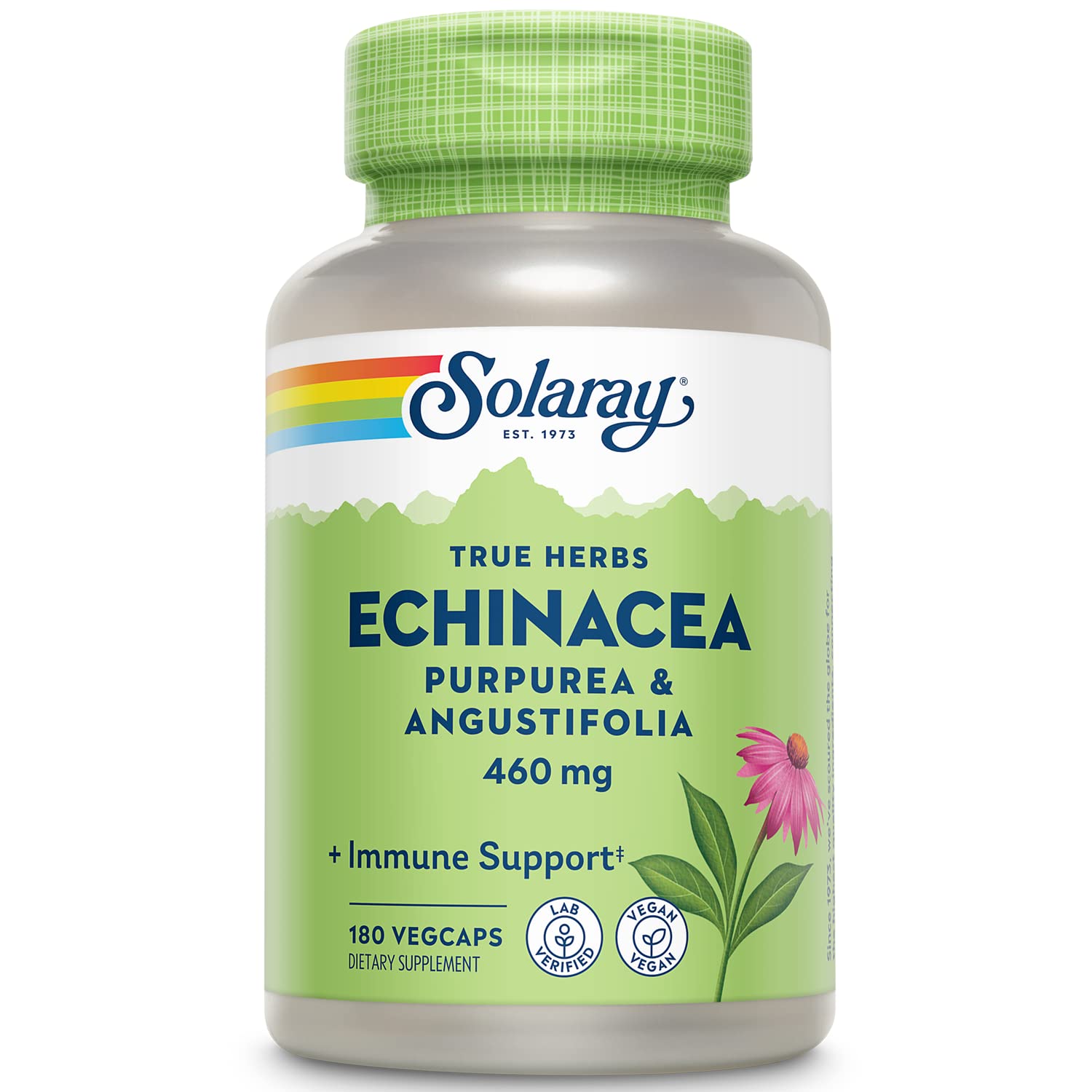 Solaray Echinacea Purpurea & Angustifolia Root 460 mg Capsules, 180 Count