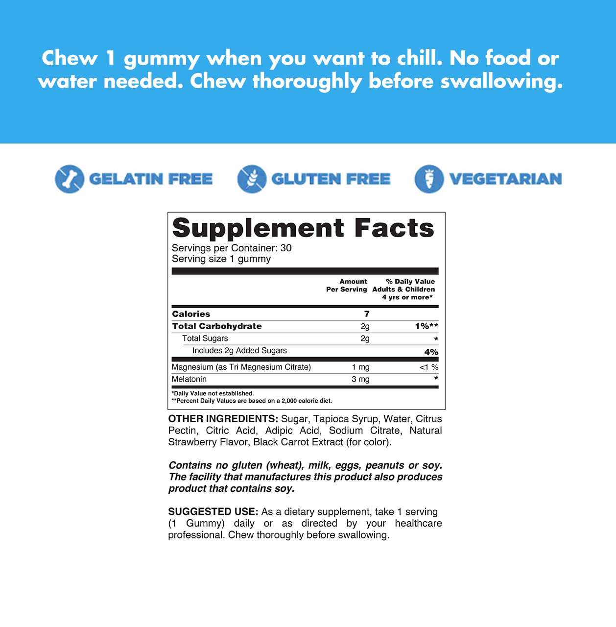 Happy Healthy Wellness Chill Magnesium Gummies, 30 Count