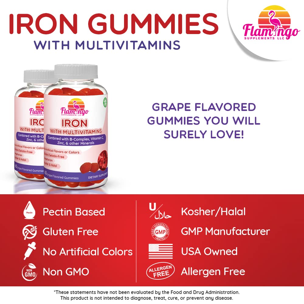 Flamingo Supplements Iron Gummies Gummy, 90 Count