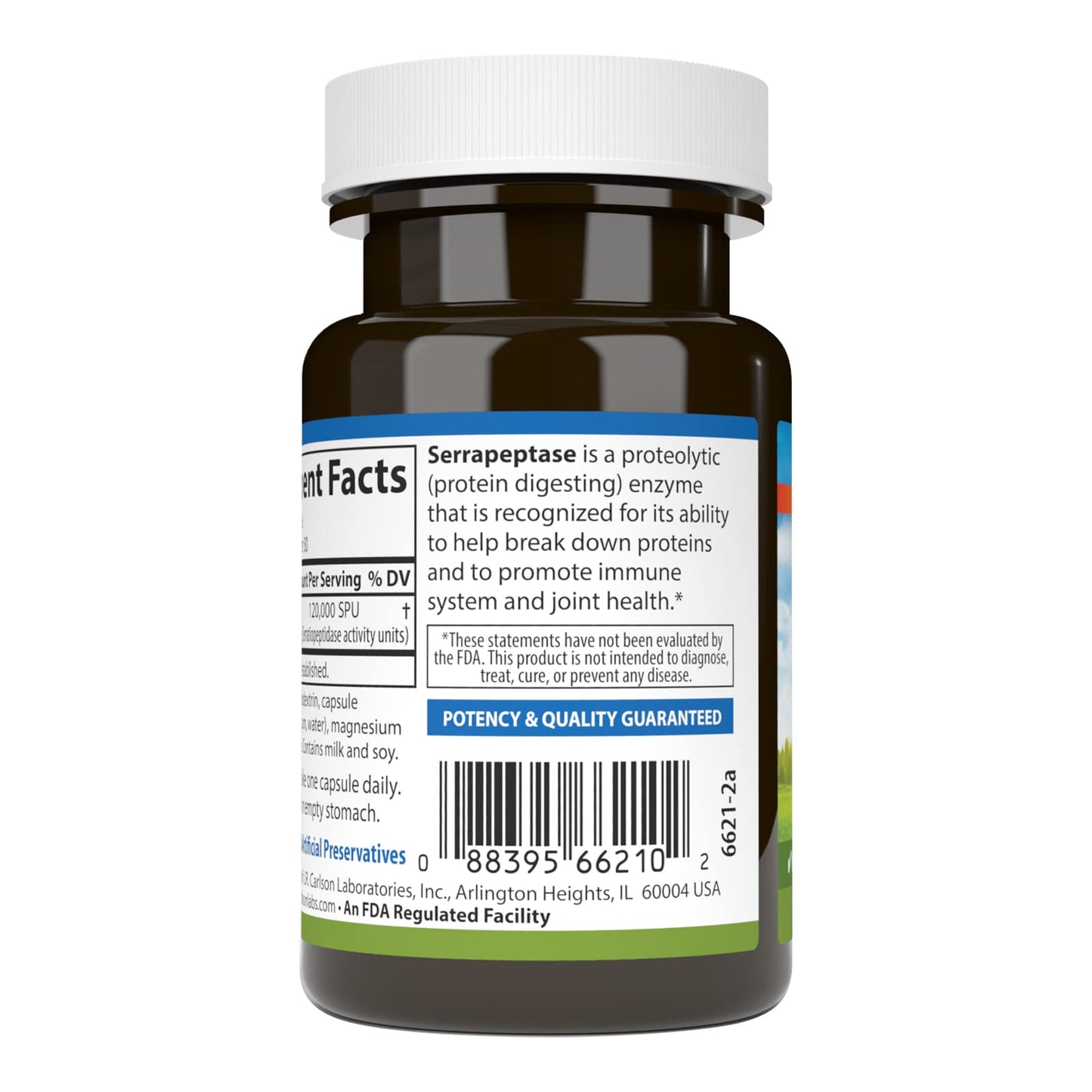 Carlson Serrapeptase 120000 SPUs Delayed Release, 30 Vegetarian Capsules