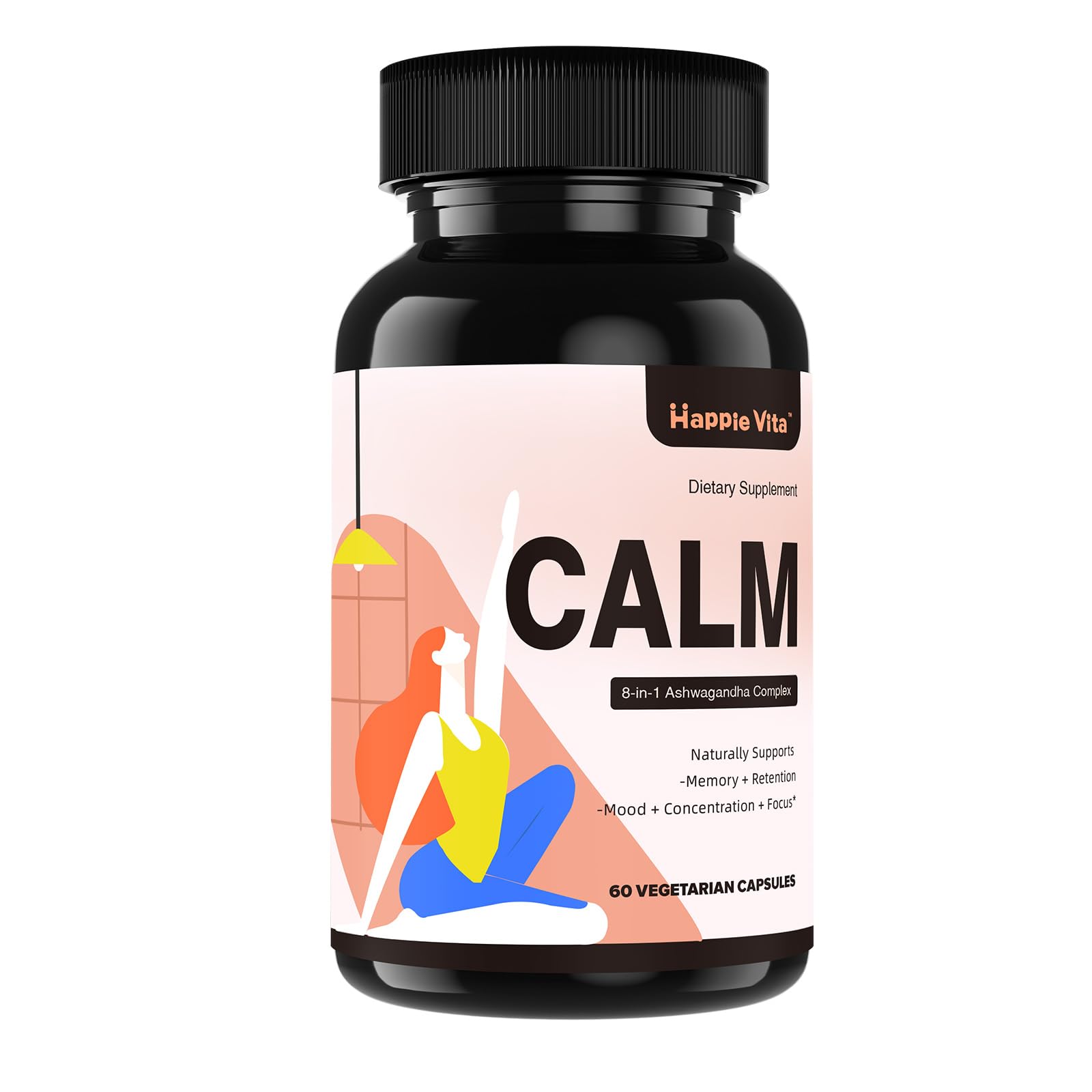HappieVita Calm Ashwagandha Supplements, 60 Capsules