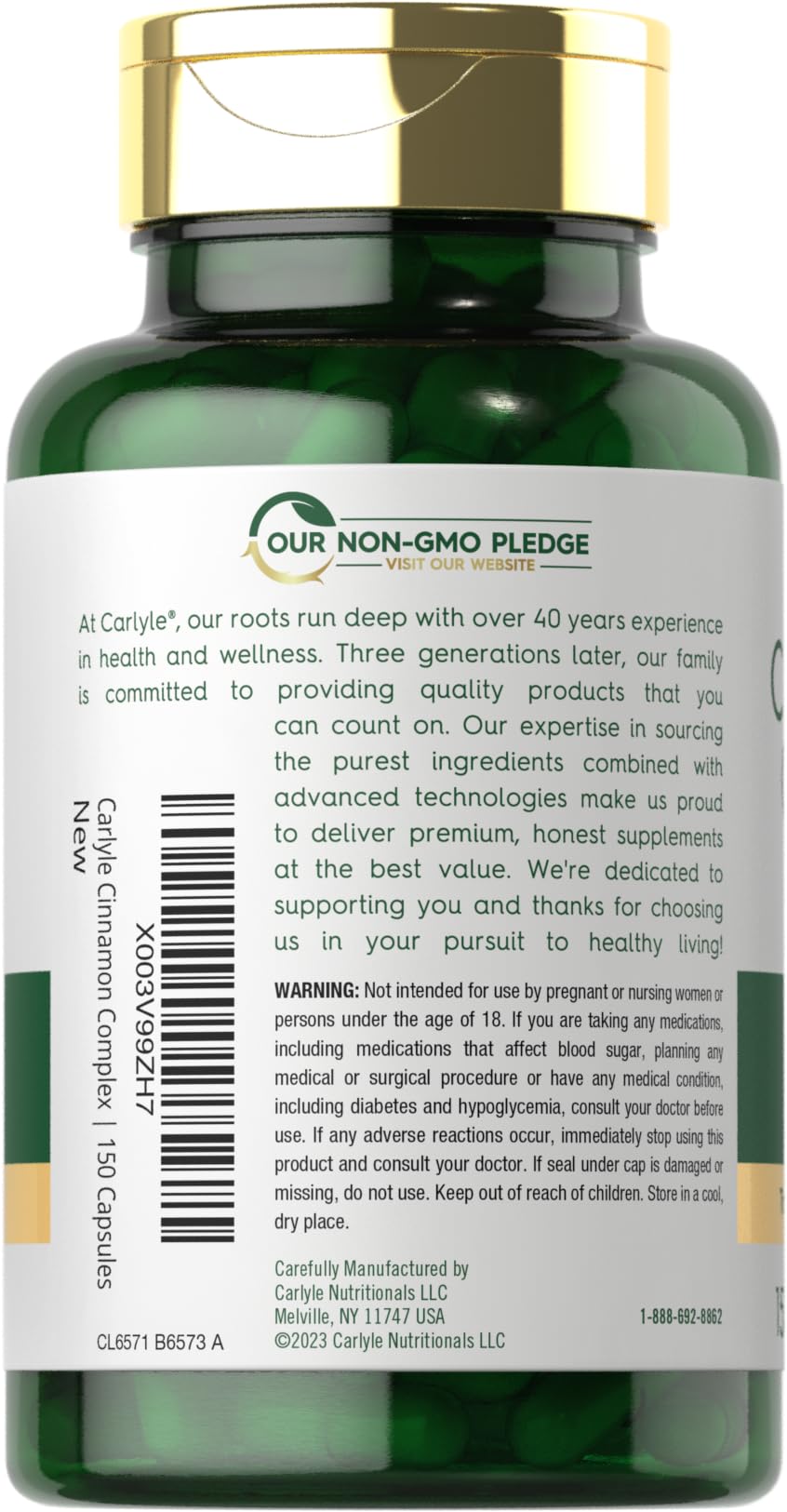 Carlyle Ceylon Cinnamon Complex with Gymnema and Mulberry, 150 Capsules