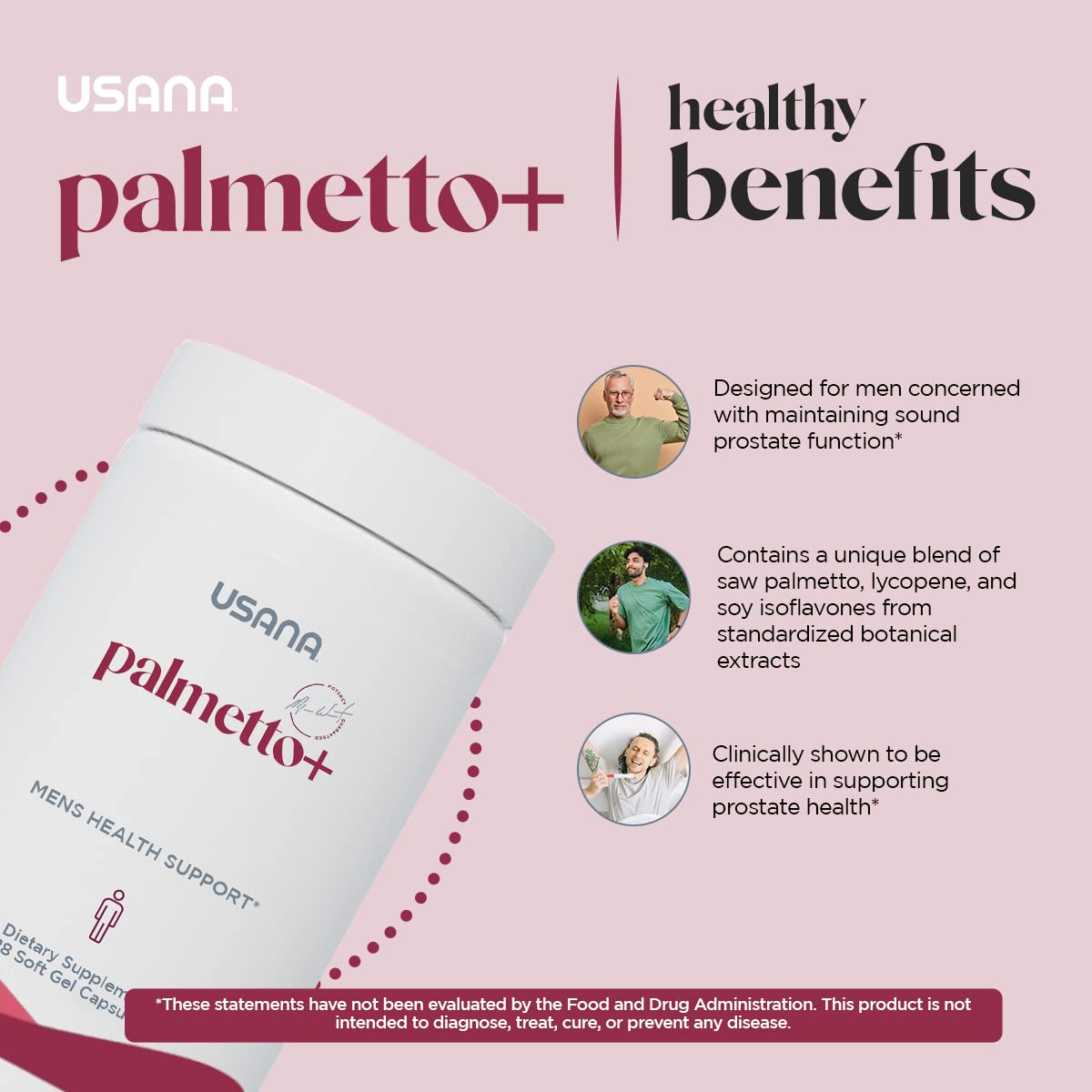 USANA Palmetto Plus Saw Palmetto Supplement for Men 28 Capsules