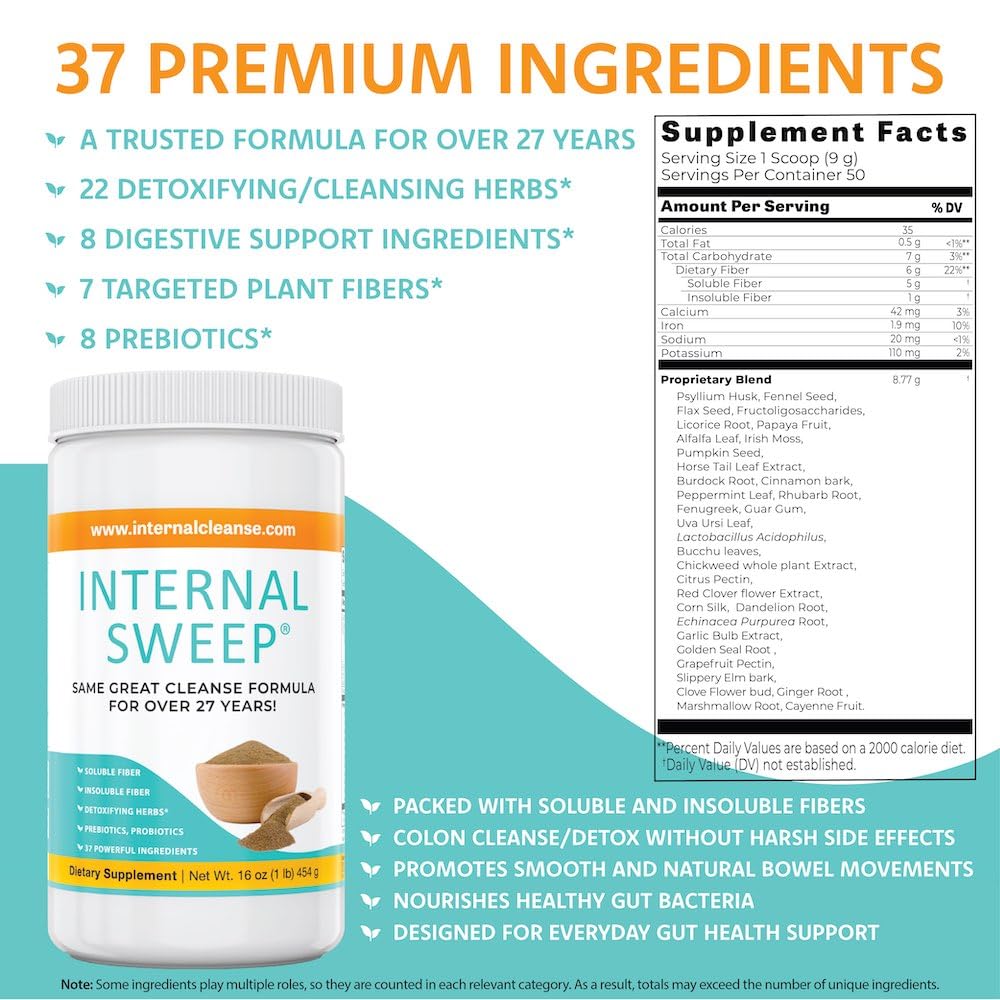 Internal sweep Colon Cleanse & Detox Fiber Powder, 1 Ounce