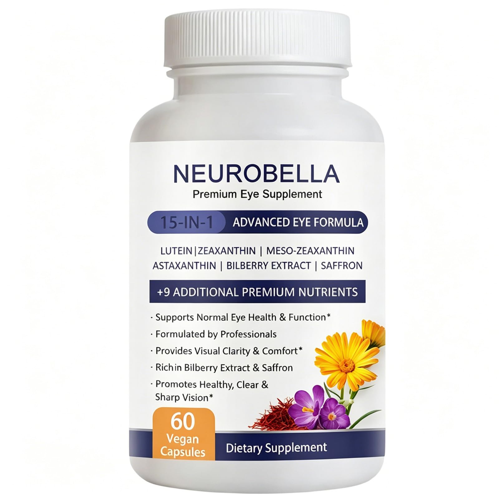 Primalcompound Neurobella Eye Formula 15-in-1 Eye Nutritional Support Capsules, 60 Capsules