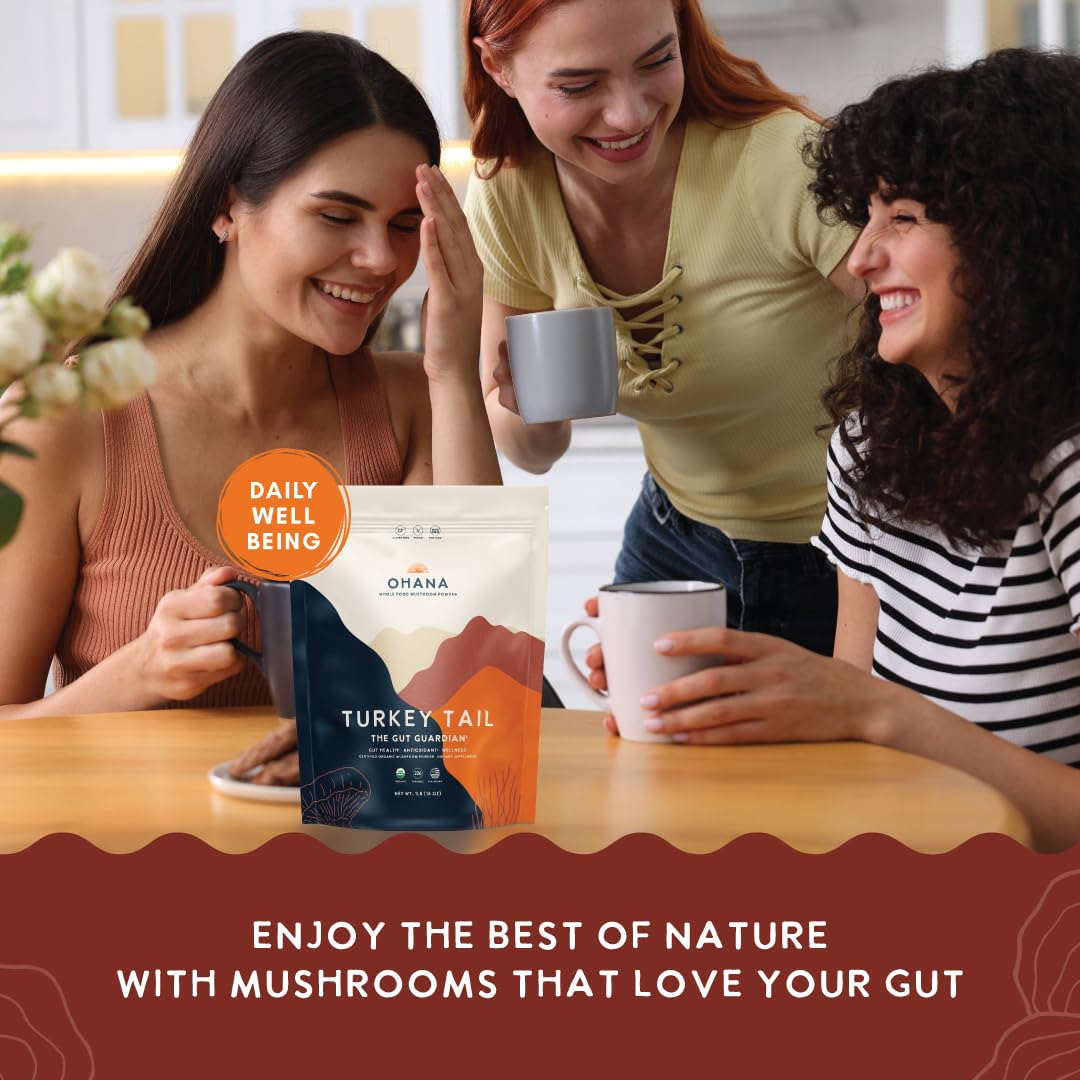 Ohana Mushrooms Turkey Tail Organic Mushrooms Powder Blend, 16 oz