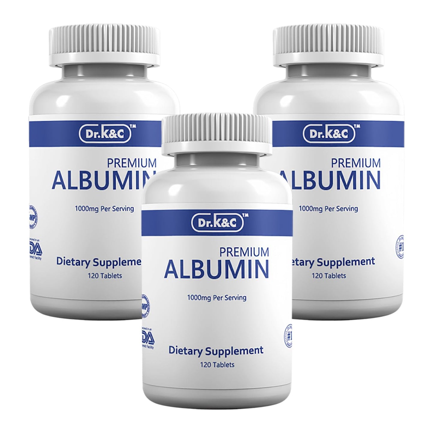 Dr.K&C Premium Albumin Protein Supplement 1000mg, Daily Energy & Wellness Support, 360 Tablets