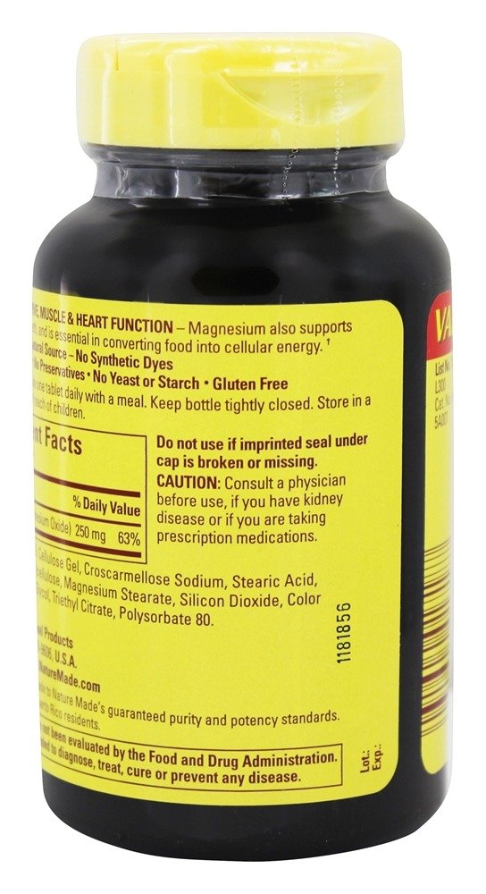 Nature Made Magnesium Oxide 250 mg Tablets, 600 Tablets
