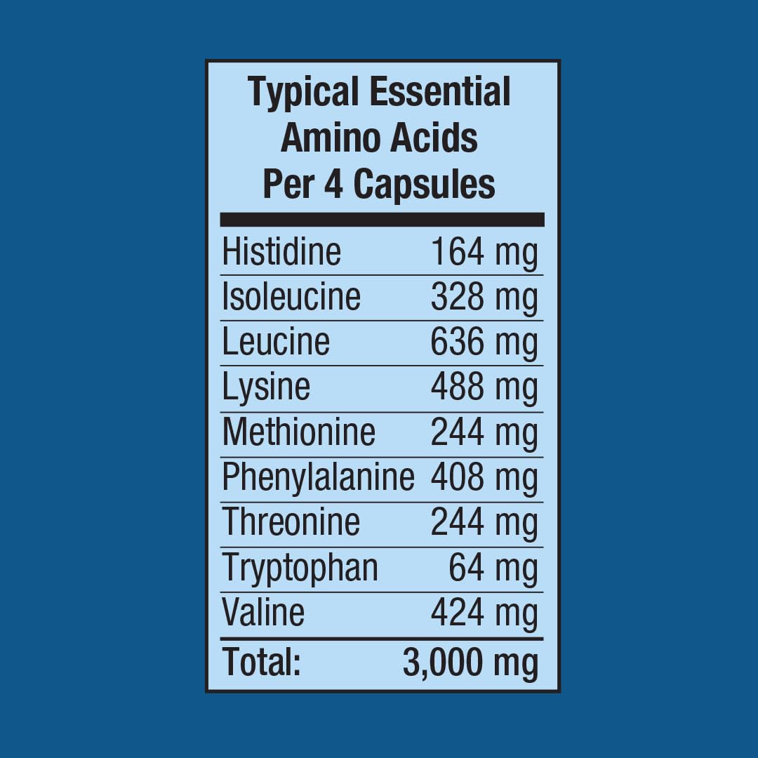 Piping Rock Essential Amino Acids Capsules 3000mg, 180 Count