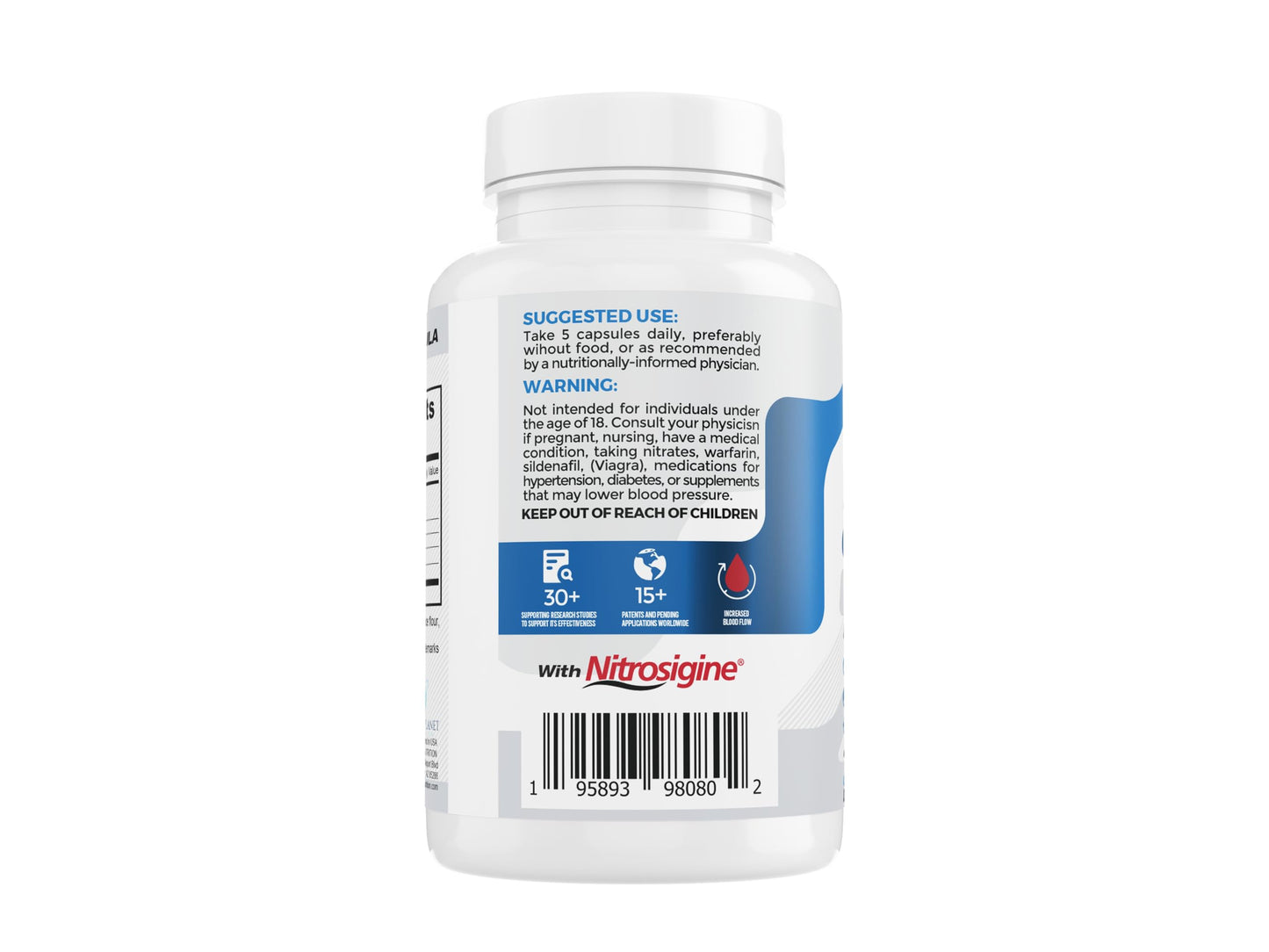 Crystal Planet Nitric Oxide Complex with Nitrosigine, Beet Root, Pine Bark, L-Citrulline & Black Pepper Capsule, 150 Capsules
