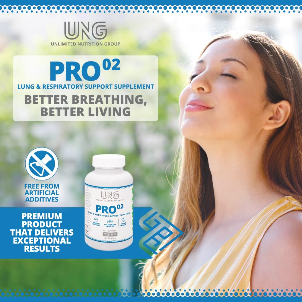 UNLIMITED NUTRITION GROUP UNG Pro-O2 Lung & Respiratory Support Supplement 725 MG 60 Capsules