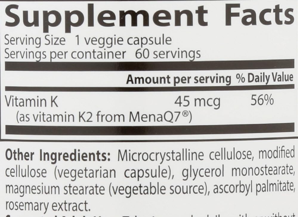 Doctors Best Vitamin K2 MenaQ7 60VC Capsule, 1 Count