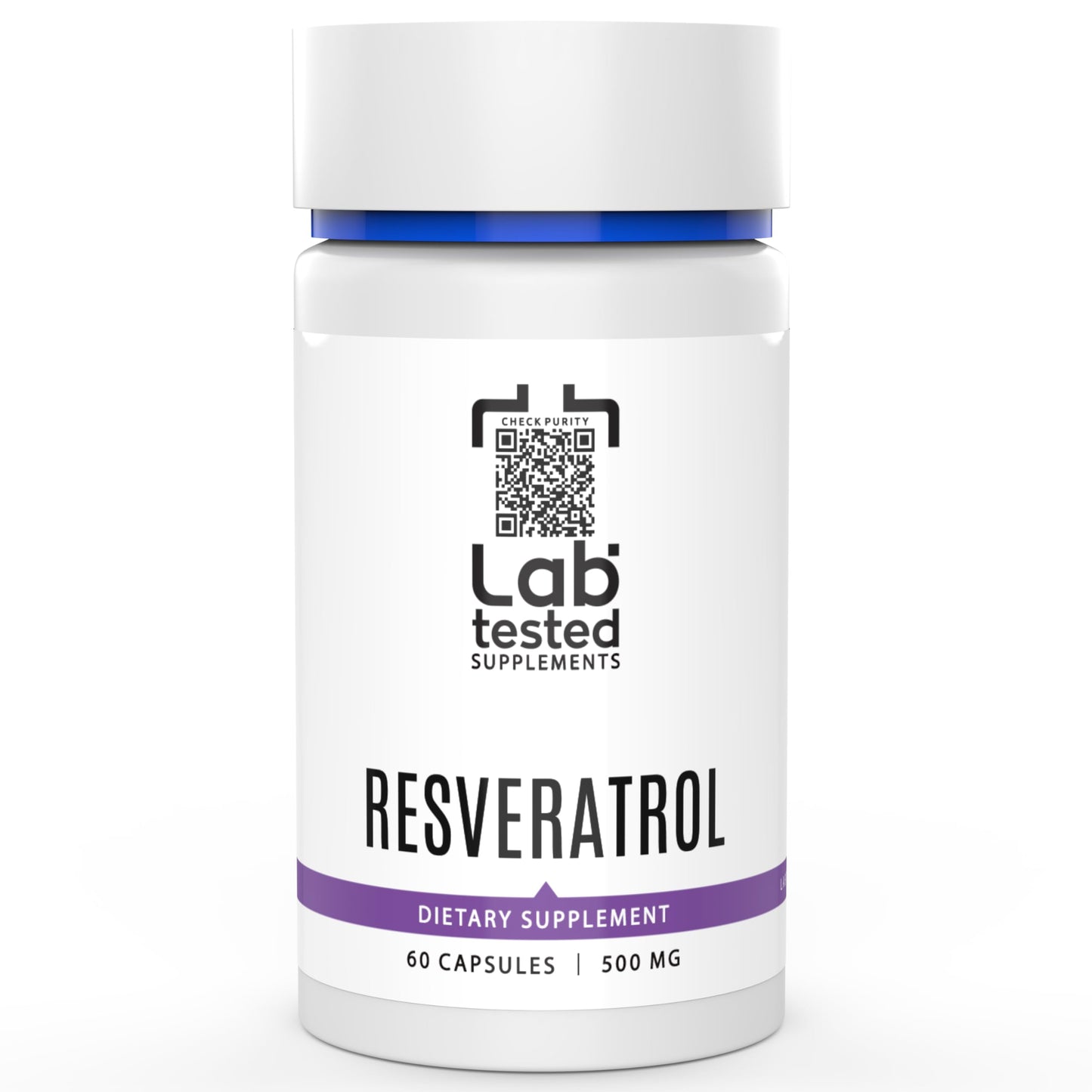 Lab Tested Supplements Trans-Resveratrol 500mg Capsules, 60 Count