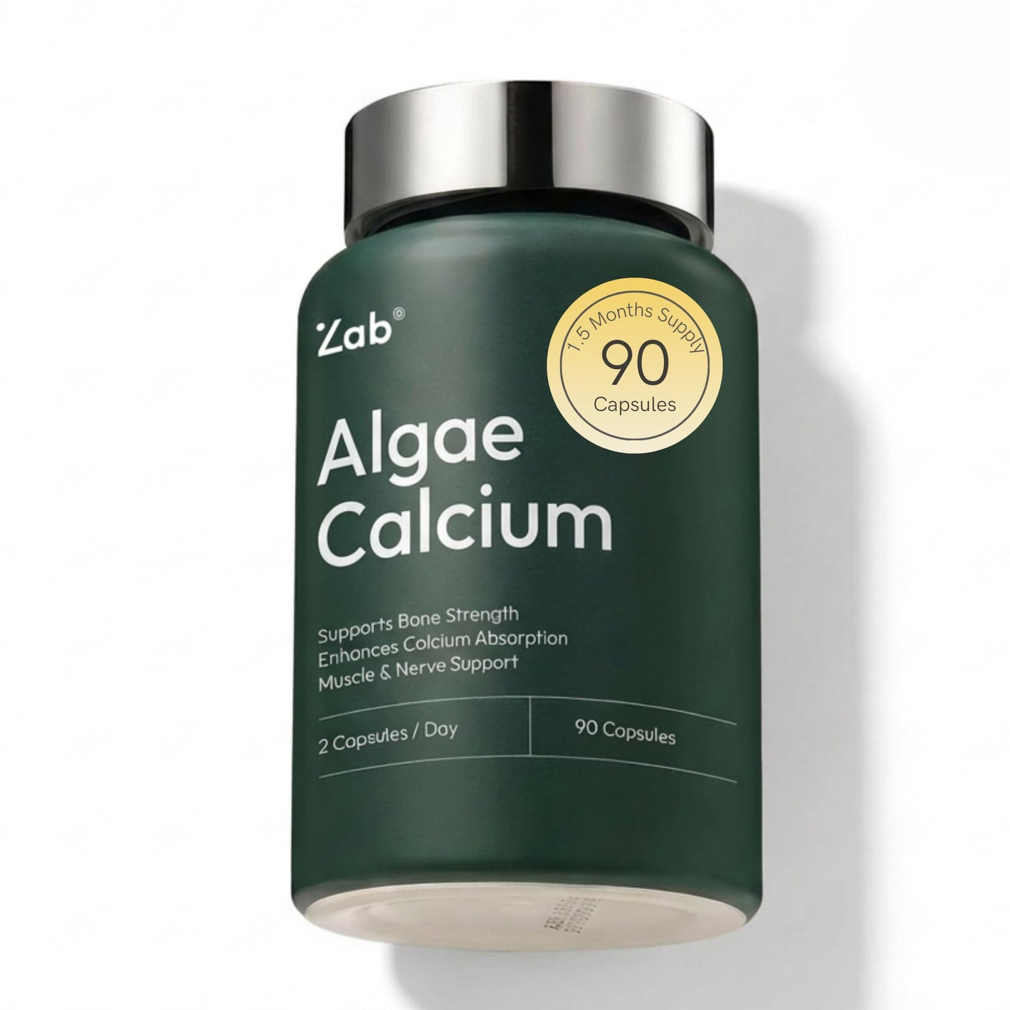 ZAB Algae Calcium Supplement Plant Based with Vitamin D3 & K2 MK7 Magnesium Calcium Complex 90 Capsules