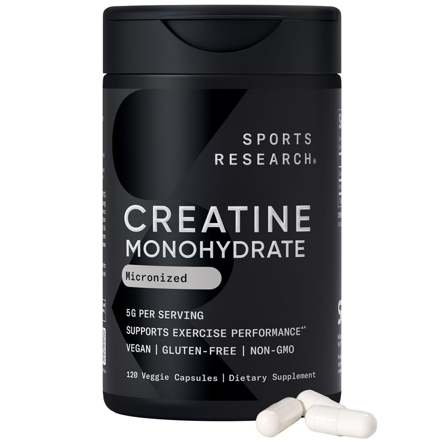 Sports Research Creatine Monohydrate Capsules 120 Count