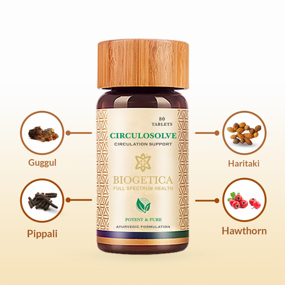 Biogetica Circulosolve Natural Heart Wellness Supplement - Ayurvedic Arjuna & Guggul Blend Capsule 80 Count