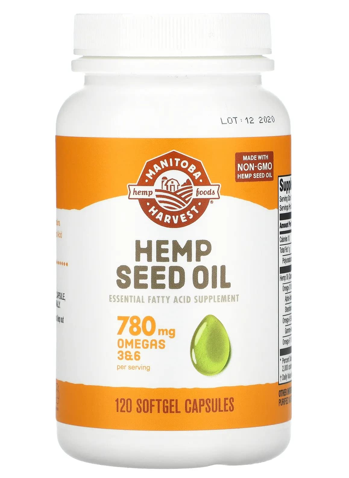 Manitoba Harvest Hemp Foods Hemp Oil Soft Gels 1000 mg, 120 Count