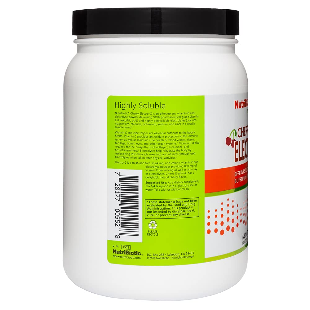 NutriBiotic Cherry Electro-C Vitamin C & Electrolyte Powder, 35.2 oz