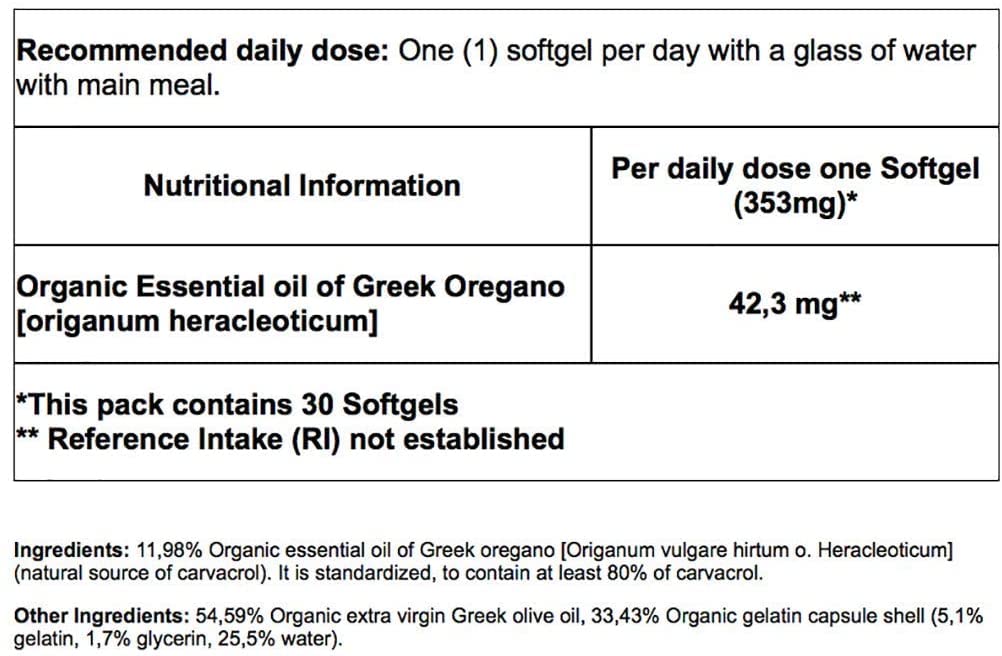 Oreganic Oregano Oil Softgels 30 Count