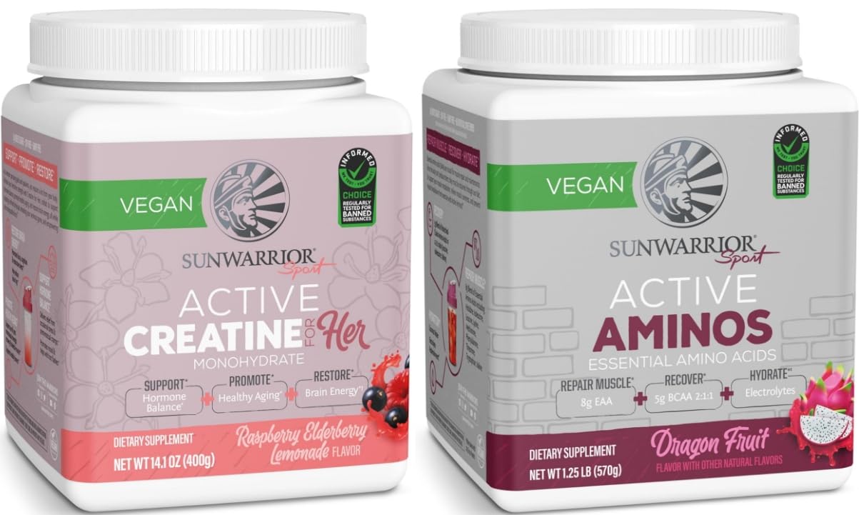 Sunwarrior Amino Acids Energy Powder Blend & Micronized Creatine Monohydrate Powder Set 34.1