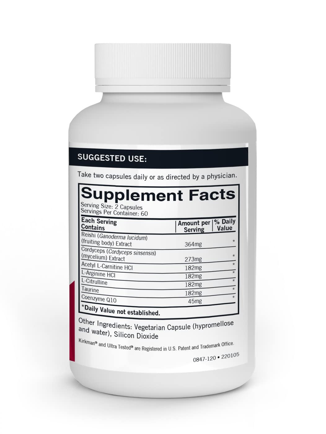 Kirkman Mushroom Energy & Endurance Capsule, 120 Count