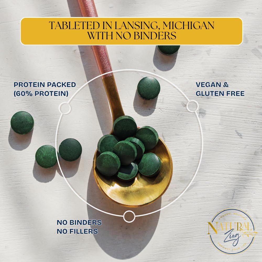 NaturalZing 100% Pure Chlorella/Spirulina Tablets, 1000 Tablets