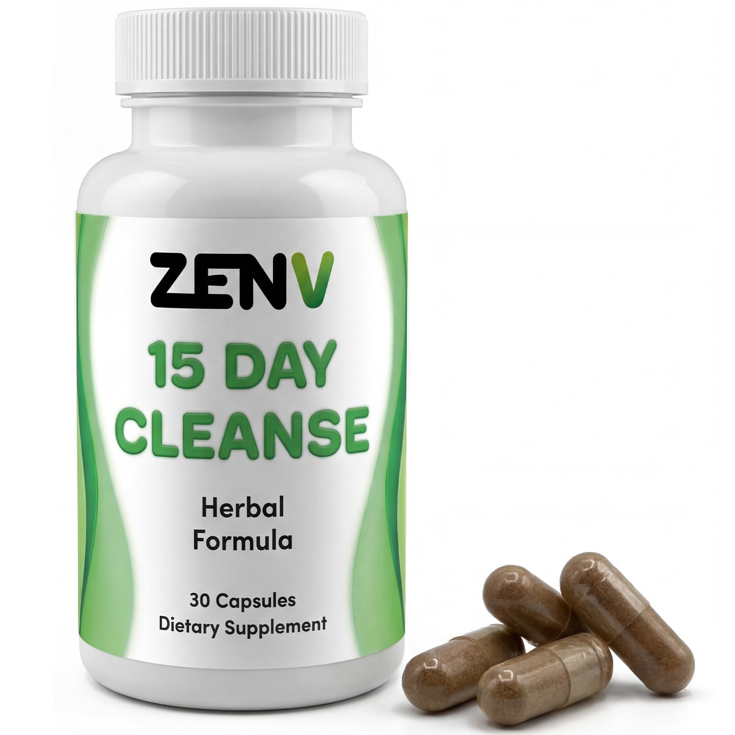 ZENV 15 Day Cleanse Advanced Gut Reset - Natural Digestive Support with Senna Leaf & Cascara Sagrada Plant-Based Capsules, 30 Count