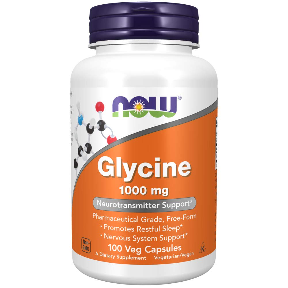 NOW Foods Glycine Pharmaceutical Grade Amino Acid 1000 mg Capsules, 100 Count