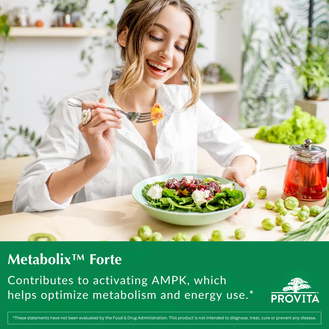 PROVITA Metabolix Forte AMPK Metabolic Activator for Weight Management, Metabolism Booster for Women & Men, Natural Supplement for Cellular Energy, Glucose Balance, and Fat Utilization, 60 Capsules