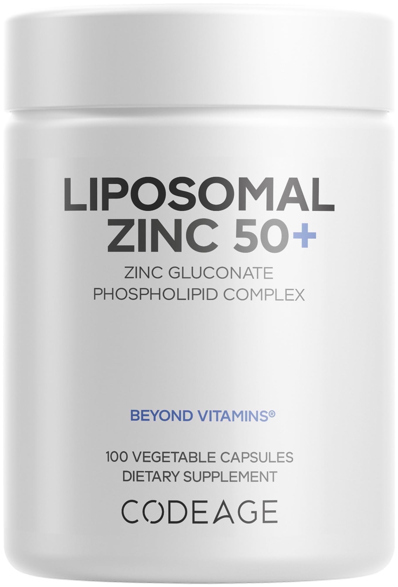 Codeage Liposomal Zinc Supplement 50 mg Zinc Gluconate Capsules, 100 Count