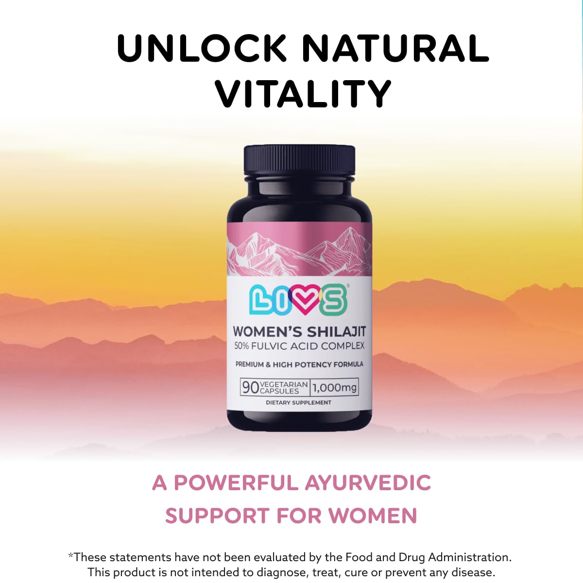 LIVS Shilajit Capsules 1000mg per Serving, 90 Capsules