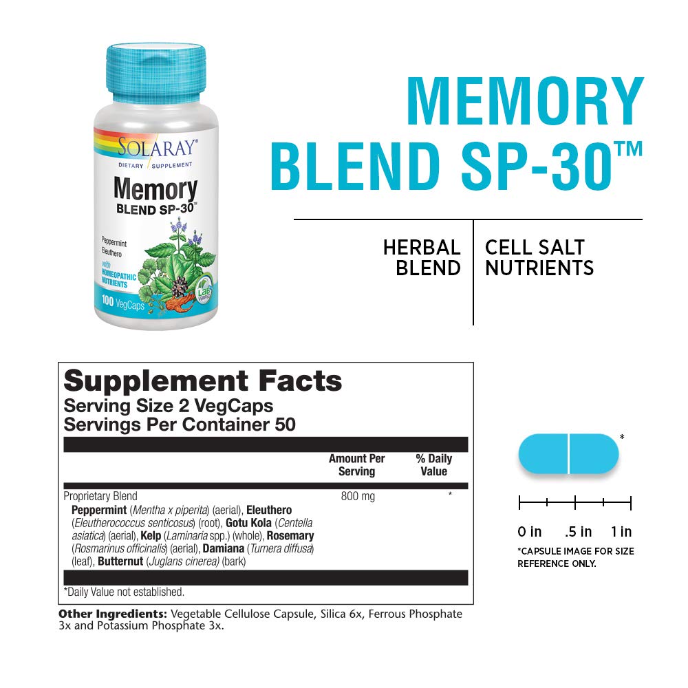 Solaray Memory Blend SP-30 Capsules, 100 VegCaps
