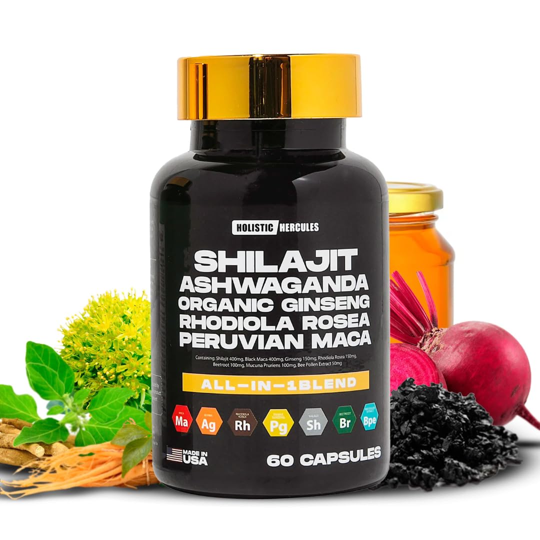 Holistic Hercules Rhino Horn Vitality Boost 8-in-1 Potent Shilajit Blend Capsule 30 Count