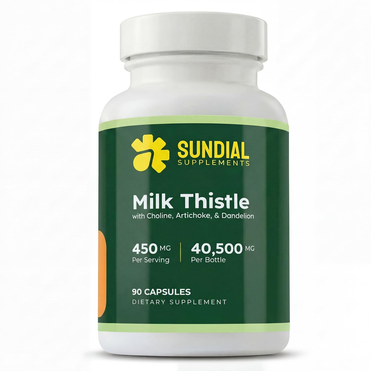 Sundial Supplements Milk Thistle Complex 450mg Silymarin 144mg with Alpha GPC Choline, Artichoke Leaf Extract & Dandelion 10:1 Extract, 90 Vegan Capsules