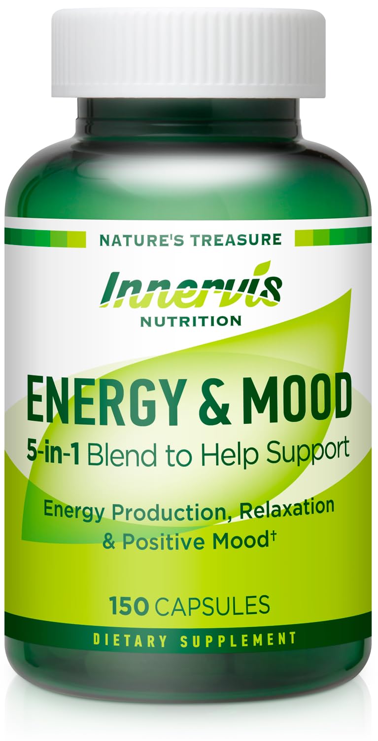 Innervis Nutrition Energy & Mood Supplement – Boost Energy & Reduce Fatigue, Support Relaxation Capsule, 150 Count