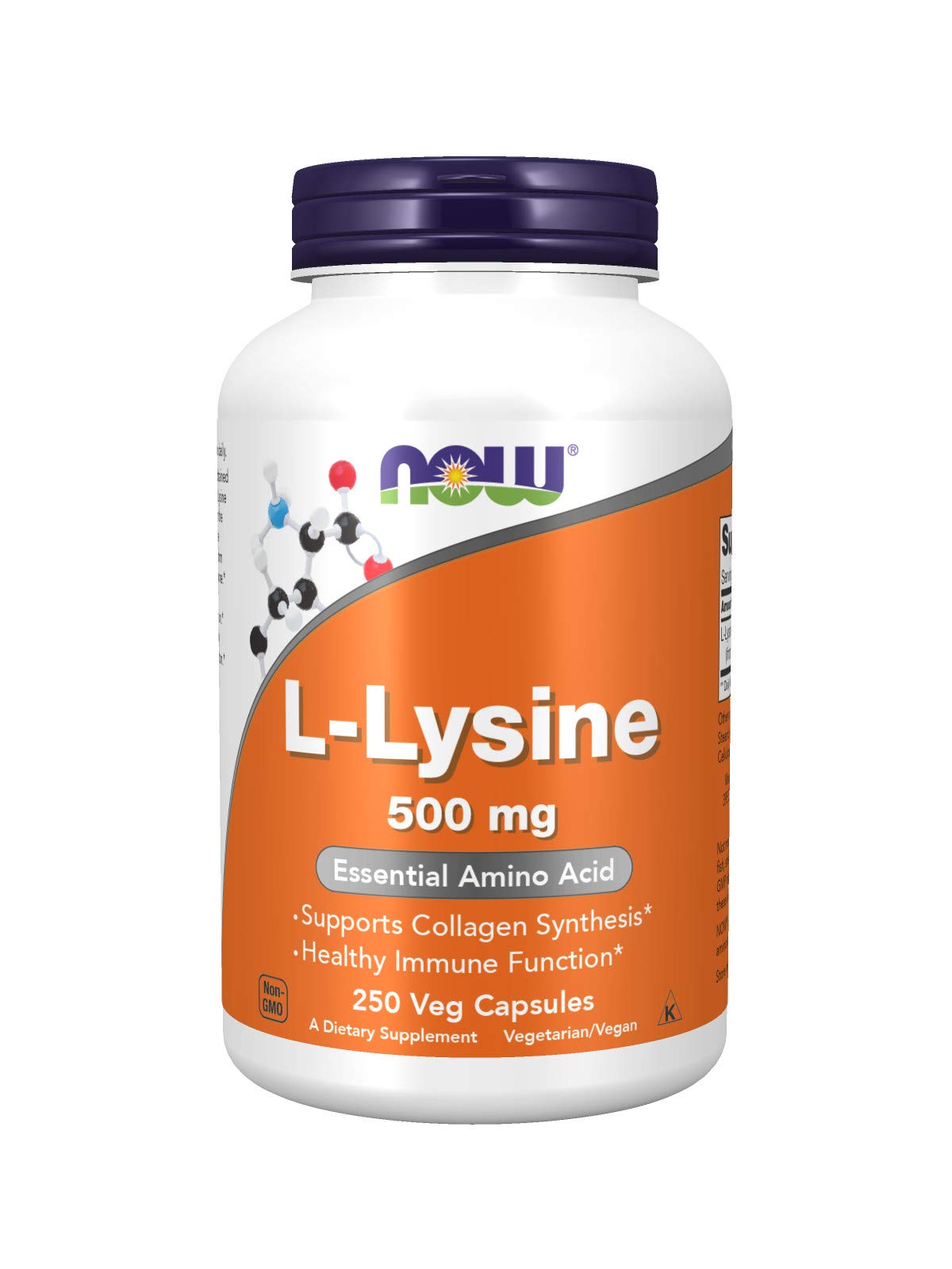 NOW Foods L-Lysine 500 mg Capsules, 500 Capsules