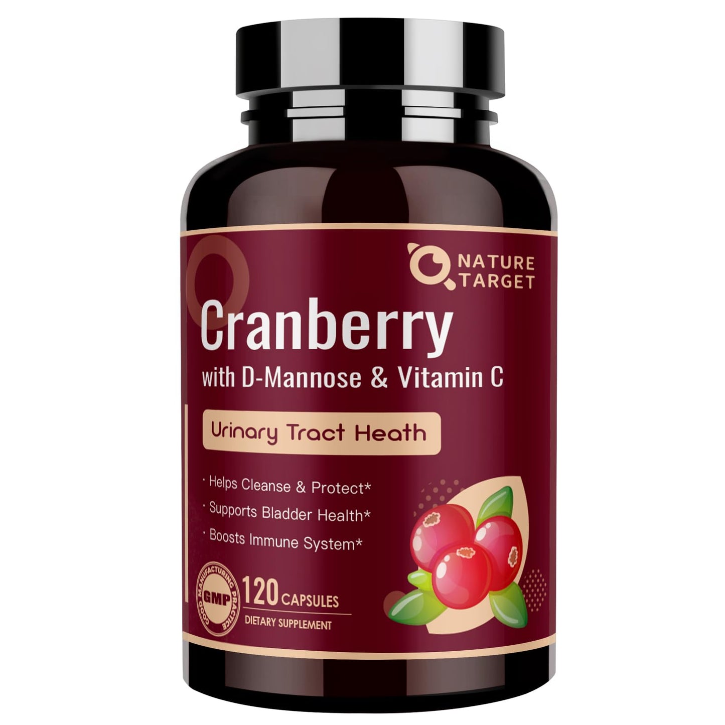Nature Target Cranberry Pills with D-Mannose for Women Capsule, 120 Count