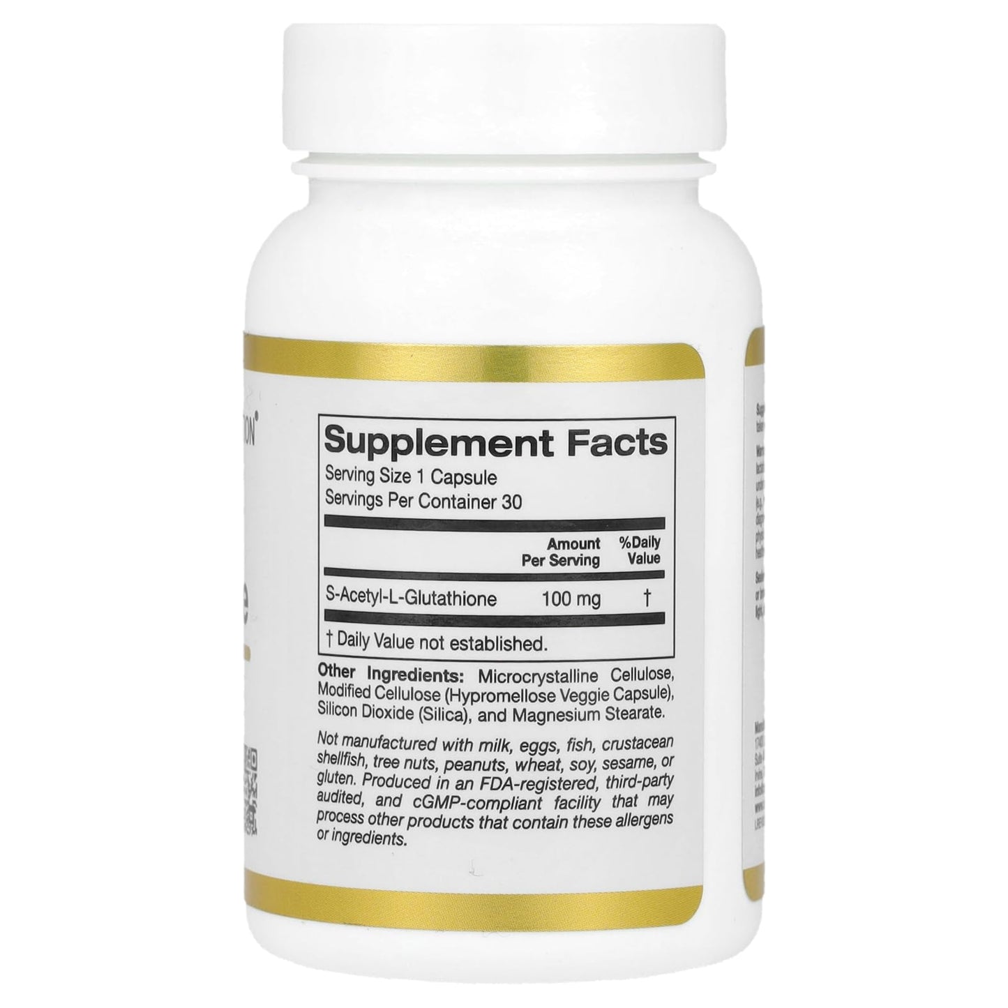 California Gold Nutrition S-Acetyl L-Glutathione 100 mg Capsule, 30 Capsules