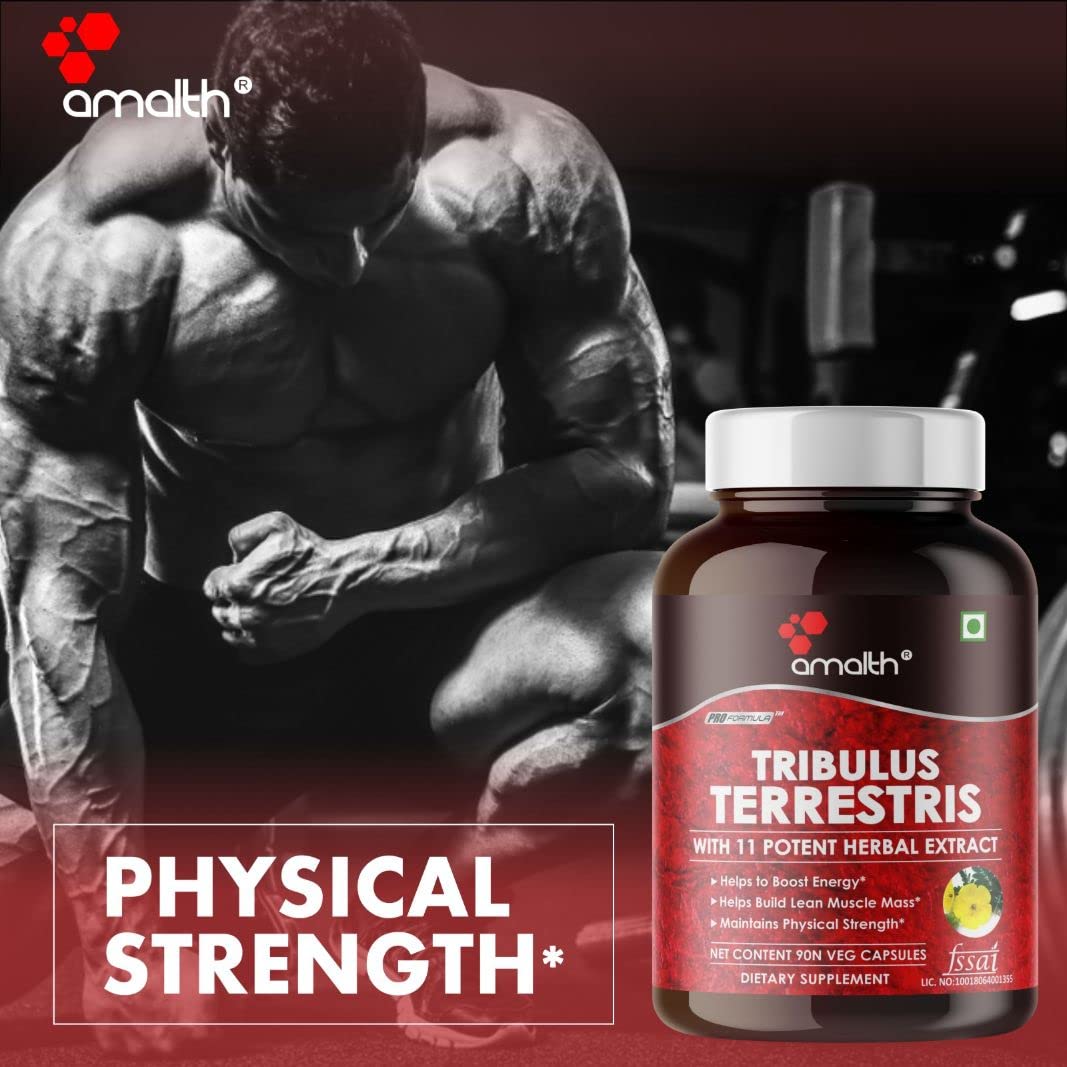 AMALTH Tribulus Terrsestris 20:1 Extract with Ashwagandha, Saw Palmetto, Shilajit Capsules, 90 Count