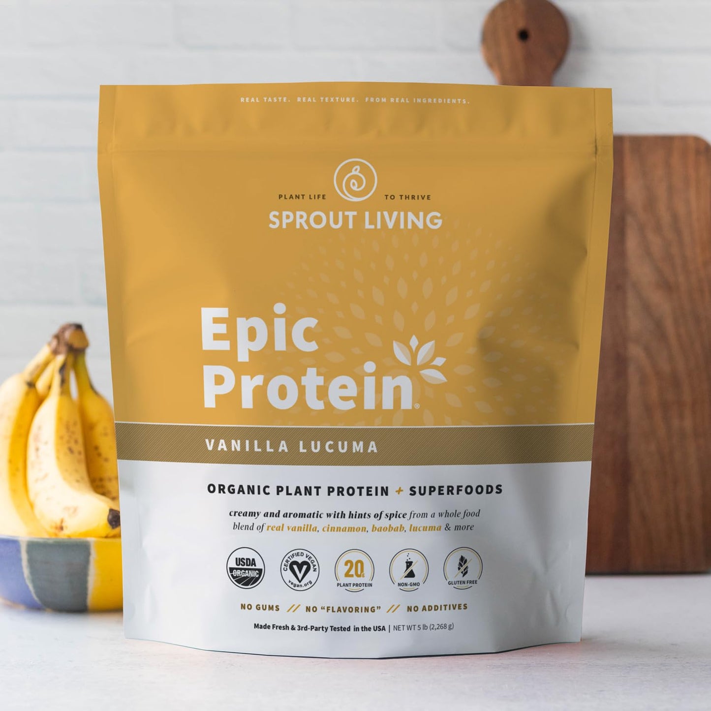 Sprout Living Epic Protein Plant-Based Protein & Superfoods Powder Vanilla Lucuma, 80 Servings