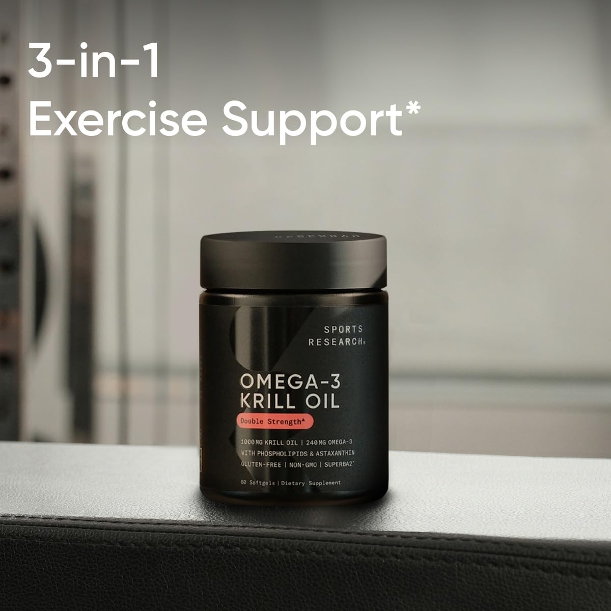 Sports Research Krill Oil Supplement with EPA & DHA Omega 3, Phospholipids & Astaxanthin from Antarctic Krill - Highest Concentration of Krill Oil for Men & Women - 1000mg, 60 Capsules